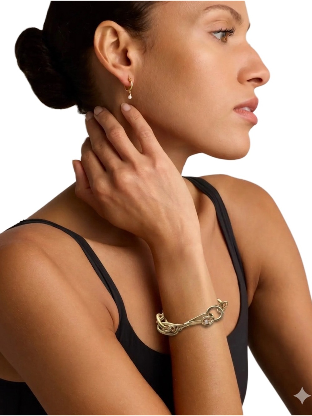Henri Bendel Gold-Tone Double Link Carabiner Bracelet — 7.5”